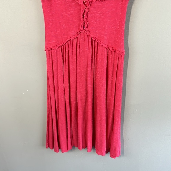 Free People Pink Ruffle Corset Dress Sz Small Fairy Renaissance Fairycore Girly - Picture 8 of 16